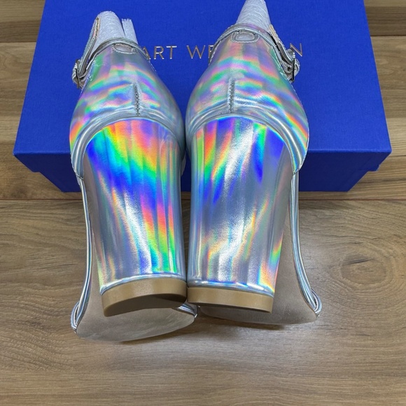 Stuart Weitzman Heels Womens 6.5 Nearlynude Hologram Specchio - Picture 9 of 10